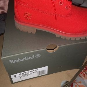Red Canvas Timberlands